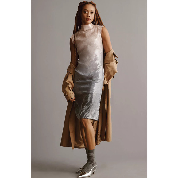 Anthropologie Dresses & Skirts - Anthropologie Cap-Sleeve Mock-Neck Slim Midi Dress - Size 10